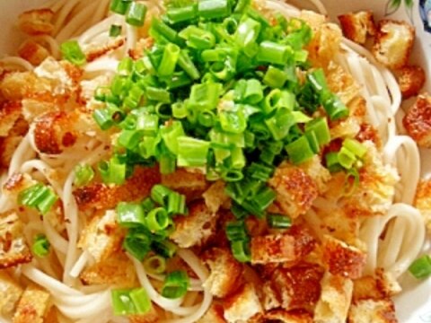 いつもの冷やしうどんに!プラスかりかり薄あげ。